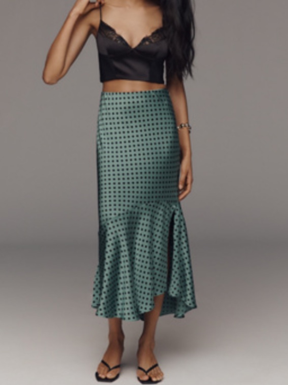 •ANTHROPOLOGIE• maeve bias ruffle midi skirt